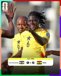 Ghana 5-0 Cộng Hoà Trung Phi - Vòng loại World Cup 2026 khu vực châu Phi CAF