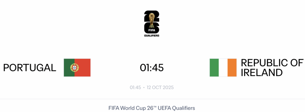 Bồ Đào Nha vs CH Ireland - Soi kèo vòng loại World Cup 2026 khu vực châu Âu
