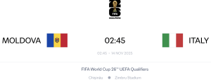Moldova v Italia - Bảng I vòng loại World Cup 2026 châu Âu - Soi kèo
